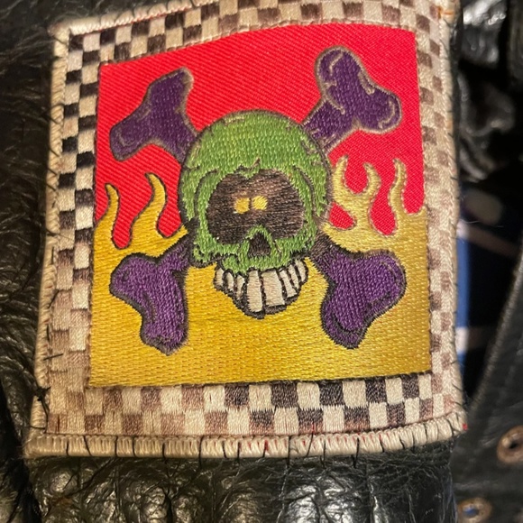 Hand-painted Johnny The Homicidal Maniac (JTHM) Black Leather Biker Jacket - Picture 5 of 8
